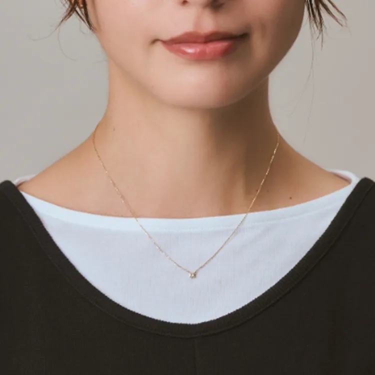 Agete Diamond 10K Gold Necklaces Unisex Gold-2
