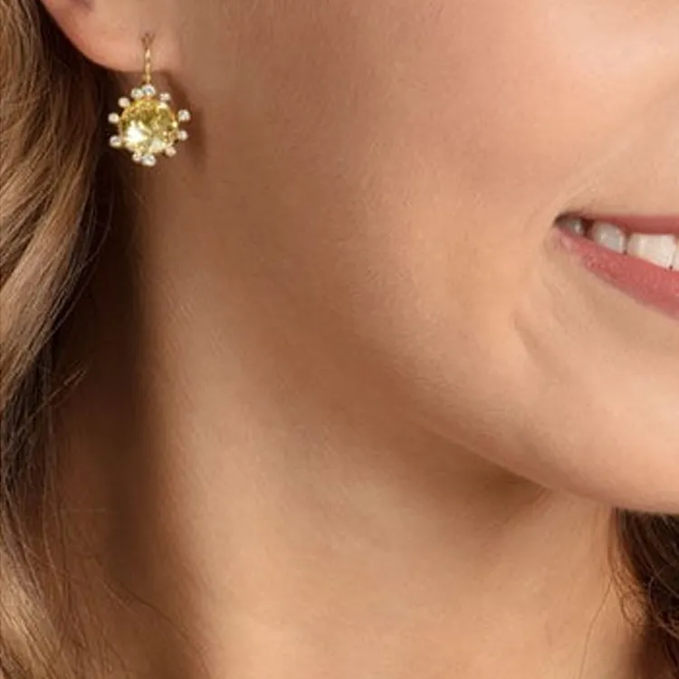 Swarovski Gold Plated Crystal Earrings Women's Gold-3