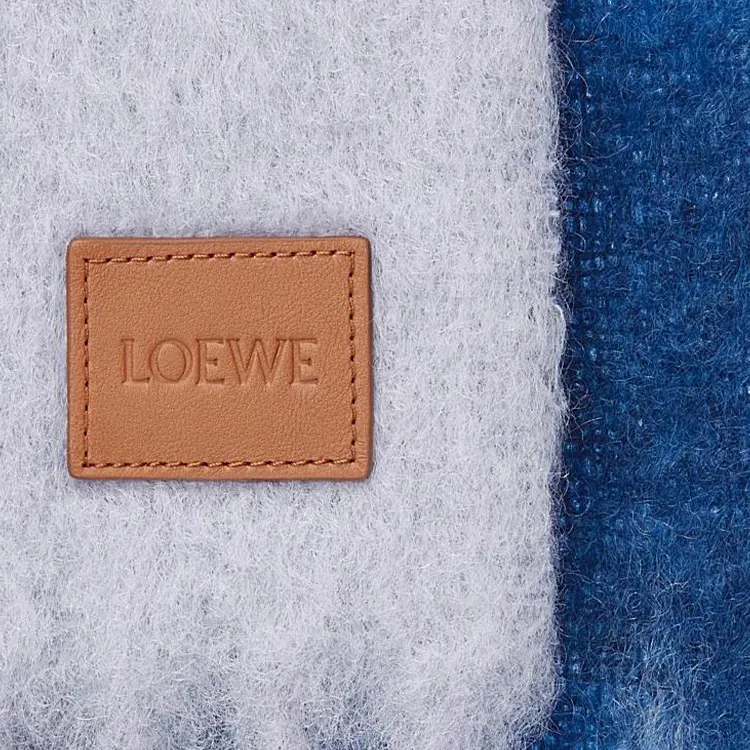 LOEWE Mohair Wool Knit Scarves Women's Blue/Gray-1