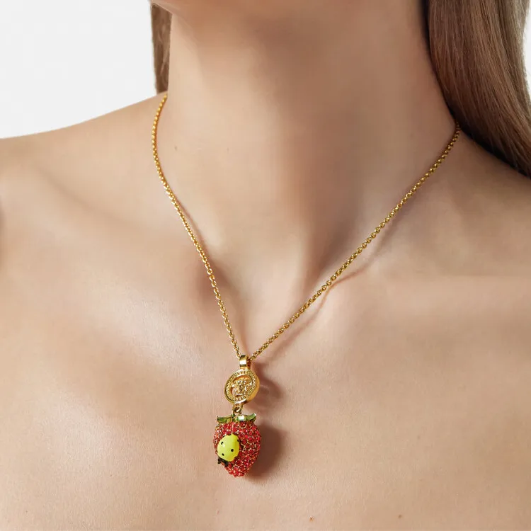VERSACE Strawberry Garden Pendant Necklace-2
