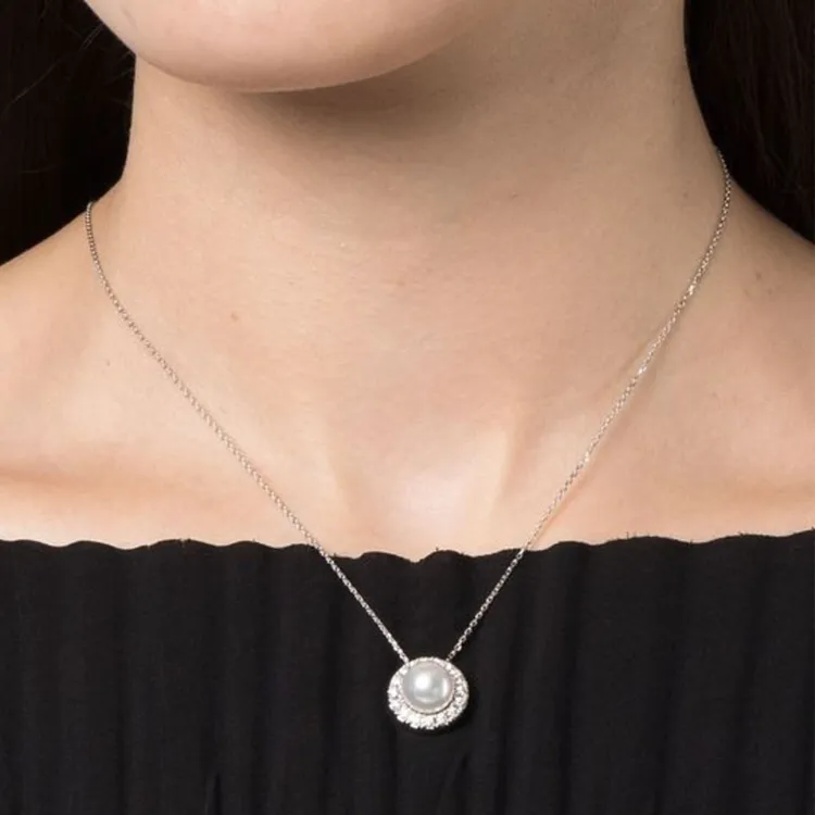 TASAKI 18kt White Gold Akoya Diamond Necklace-2