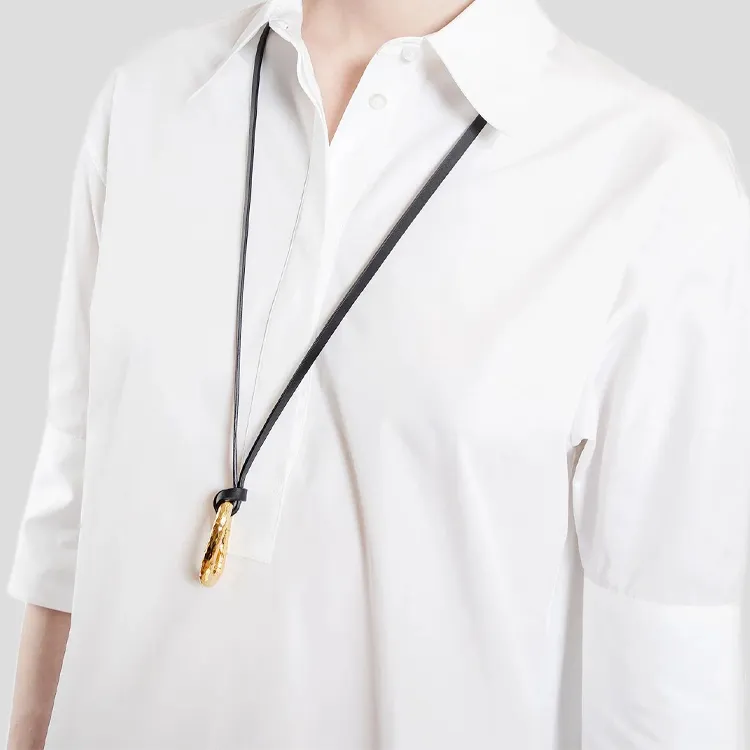 JIL SANDER Brass, Calfskin Necklaces Women's Gold-2