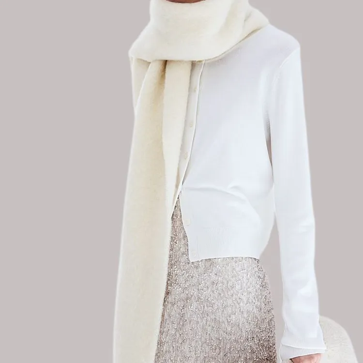 H&M Polyester Knit Scarves Women's White-2
