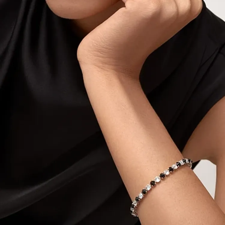 CARTIER 18K Platinum Diamond Onyx Bracelets Unisex Silver-2