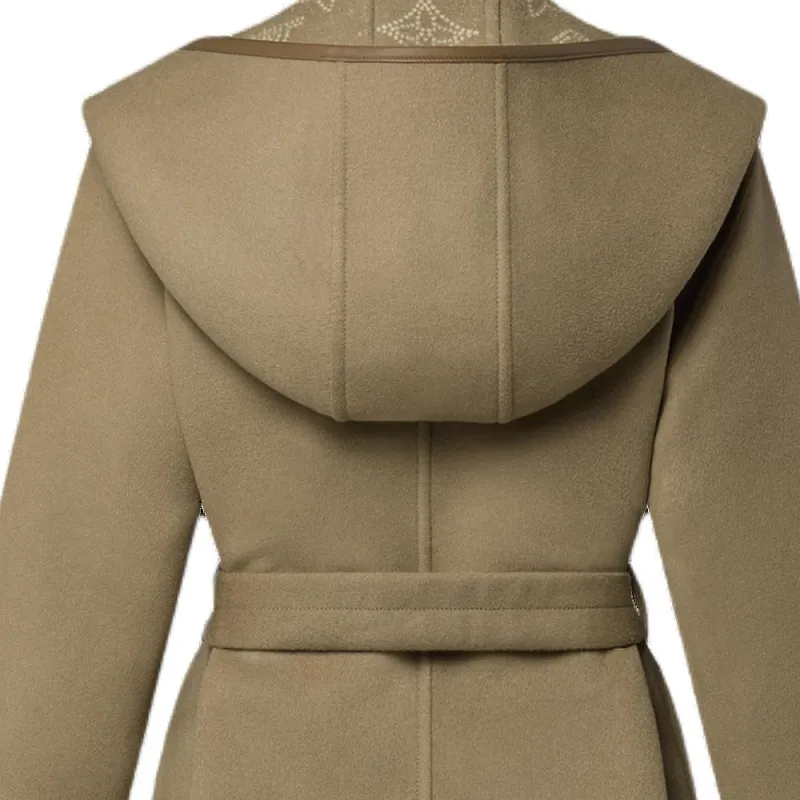 LOUIS VUITTON Reversible Signature Short Hooded Wrap Coat-4
