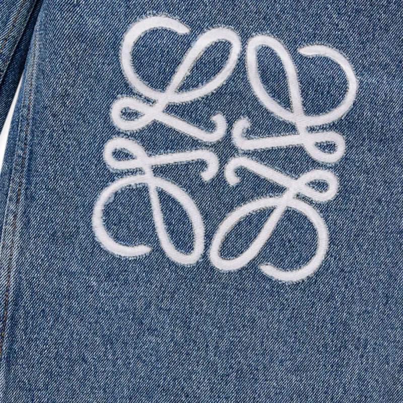 LOEWE Anagram Baggy Jeans In Denim Blue-5