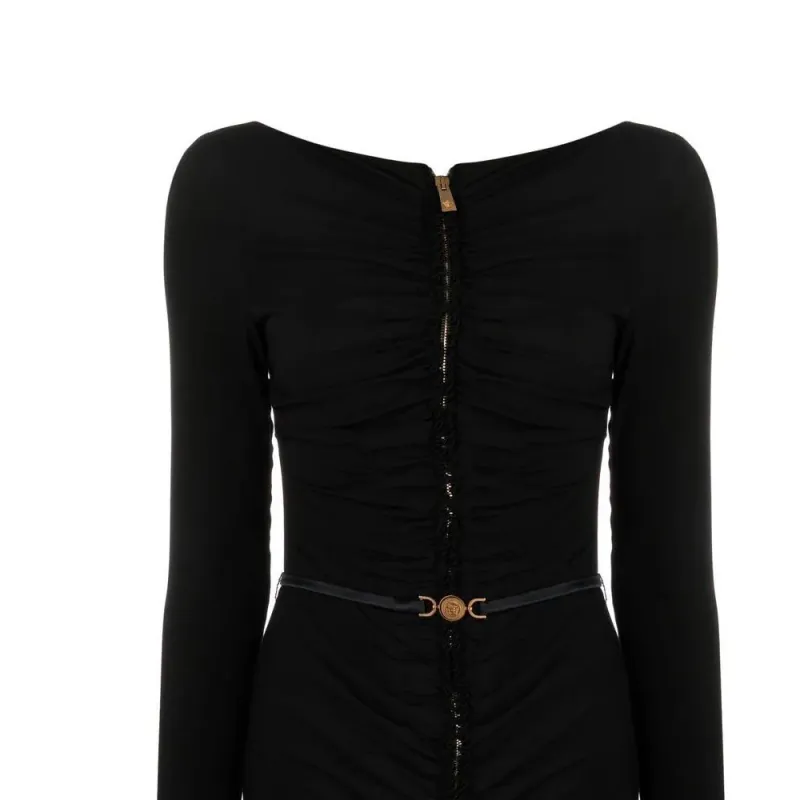 VERSACE Medusa Belted Waist Mini Dress-4