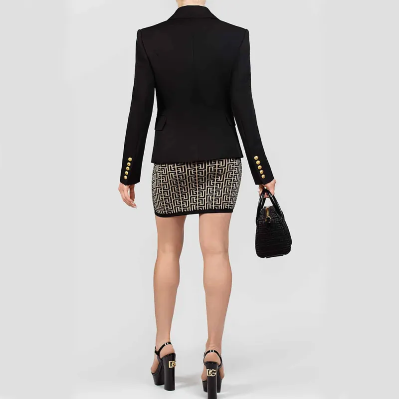 BALMAIN Monogrammed Knitted Skirt-3