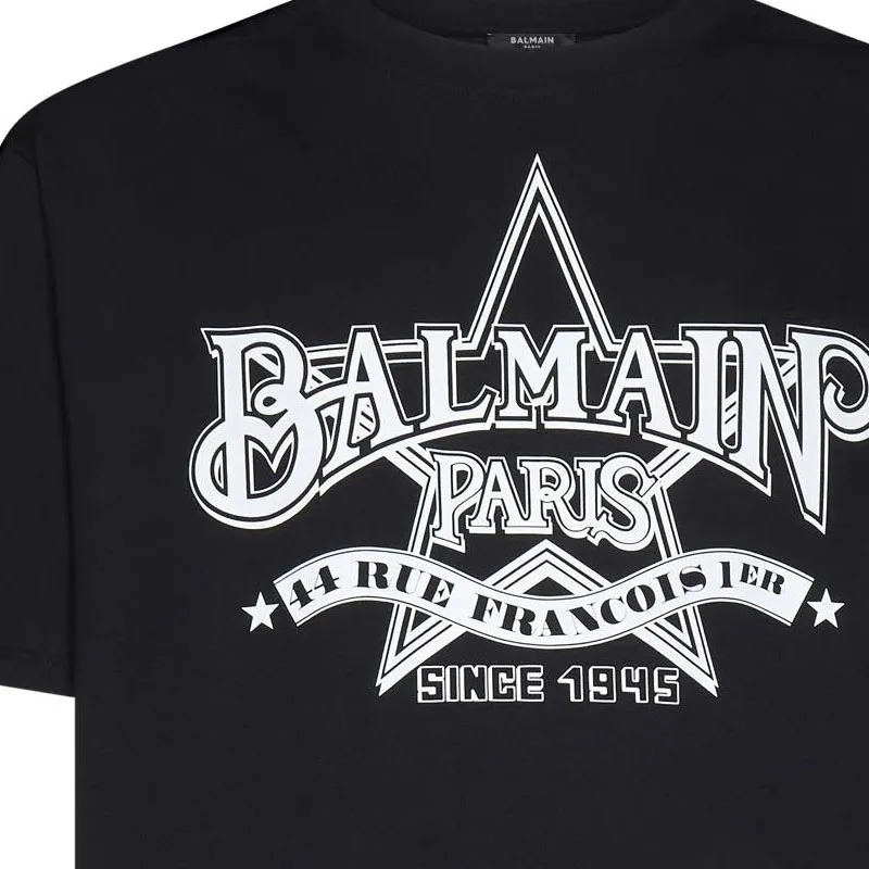 BALMAIN Star Printed Crewneck T Shirt-4