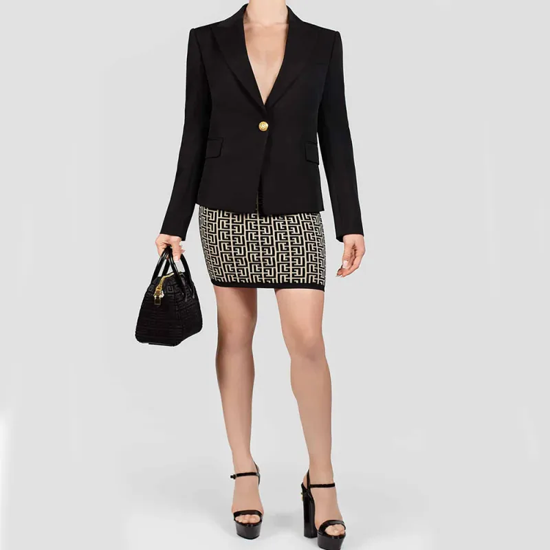 BALMAIN Monogrammed Knitted Skirt-2