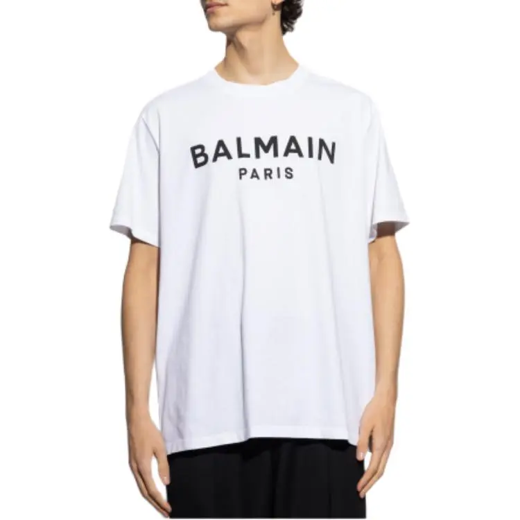 BALMAIN Logo Printed Crewneck T Shirt-1