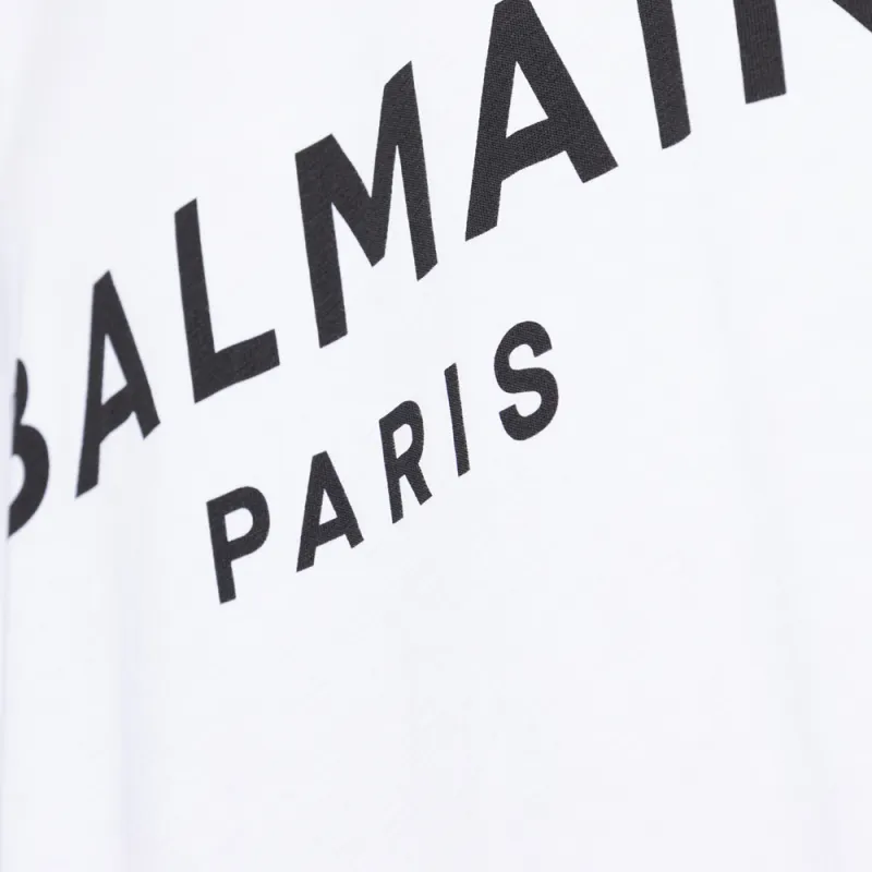 BALMAIN Logo Printed Crewneck T Shirt-5