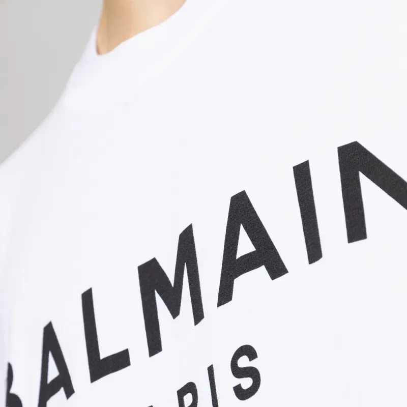 BALMAIN Logo Printed Crewneck T Shirt-4