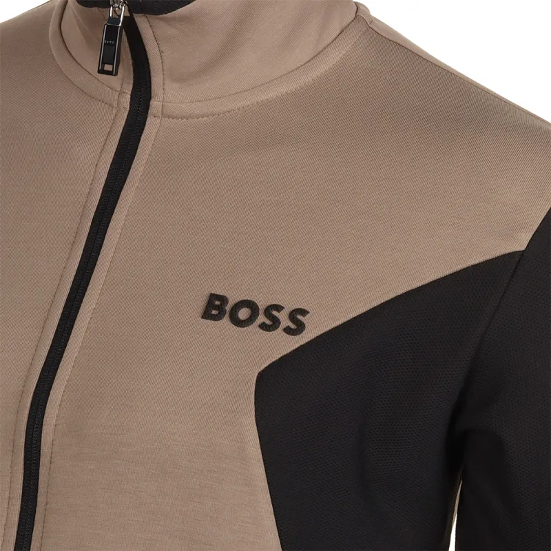 HUGO BOSS Zip Up Sweatshirt With 3D Moulded Logo Jackets Coats Men's Brown-4