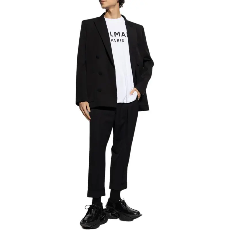 BALMAIN Logo Printed Crewneck T Shirt-3