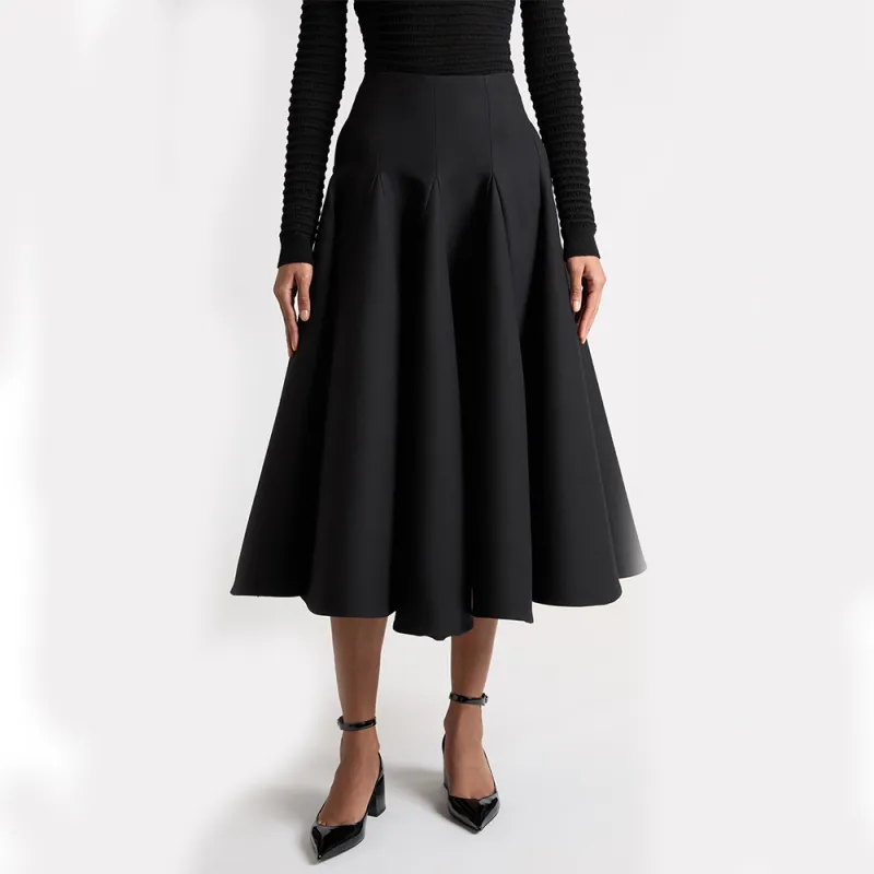 Valentino Crepe Couture Flared Midi Skirt-2