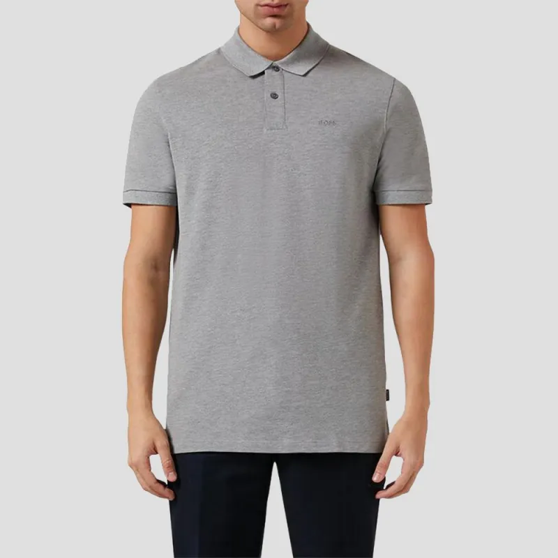 HUGO BOSS Logo embroidered Mélange effect Organic cotton Polo Shirt-1