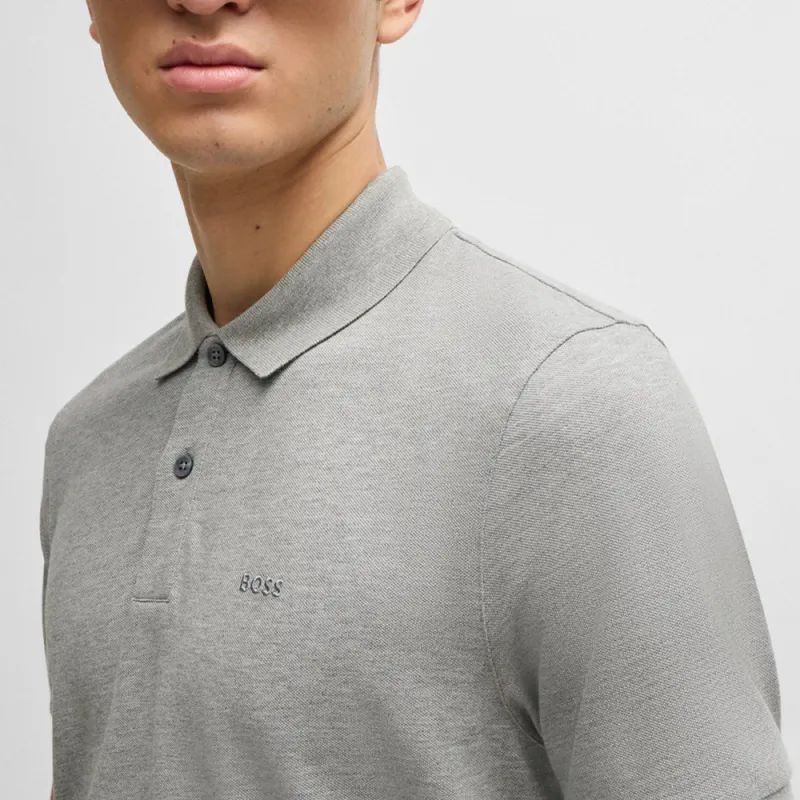 HUGO BOSS Logo embroidered Mélange effect Organic cotton Polo Shirt-6
