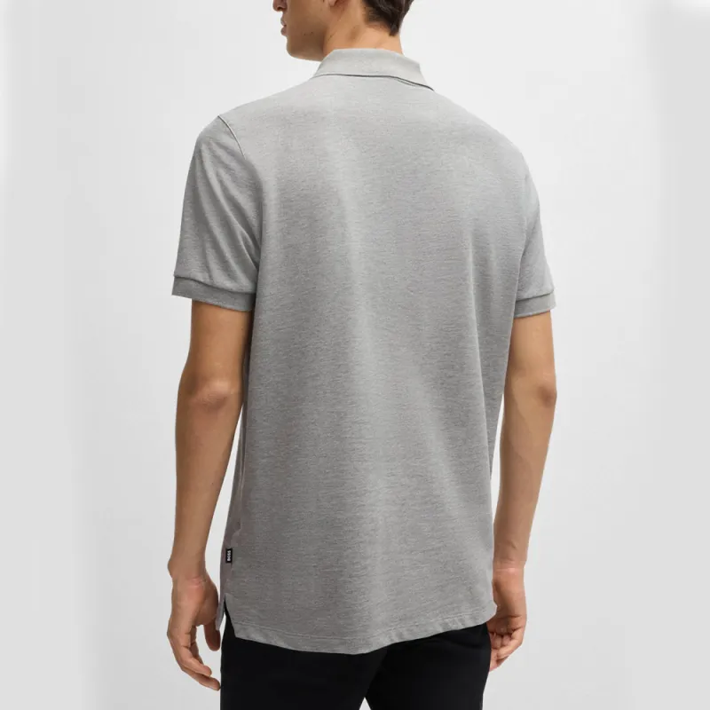 HUGO BOSS Logo embroidered Mélange effect Organic cotton Polo Shirt-4