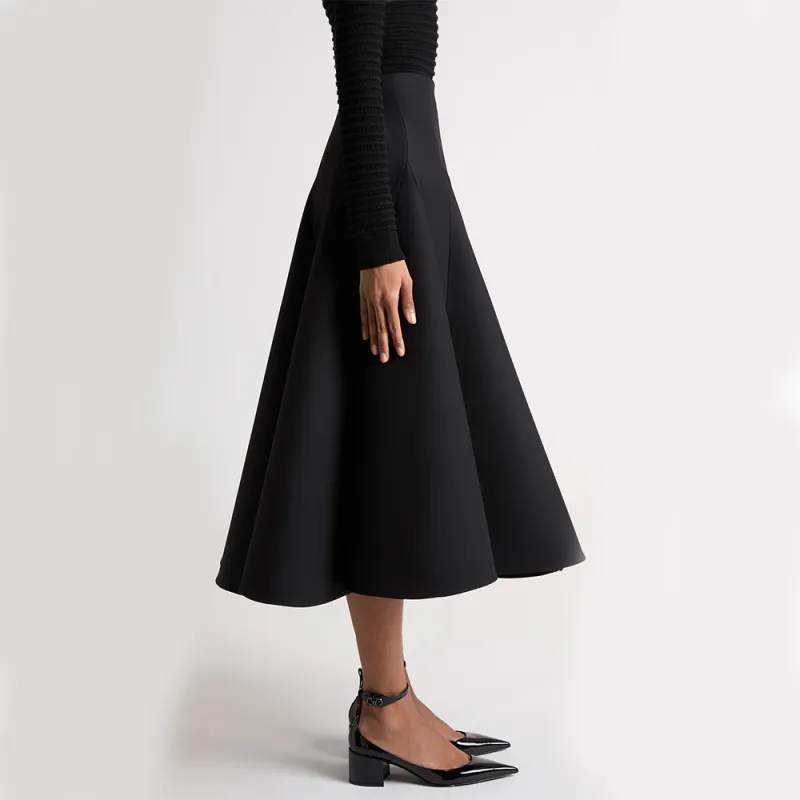 Valentino Crepe Couture Flared Midi Skirt-4