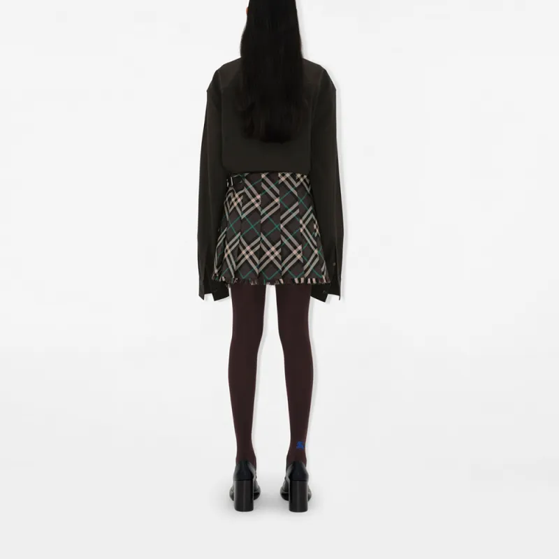 Burberry Check Pattern Frayed Edge Mini Skirt-3