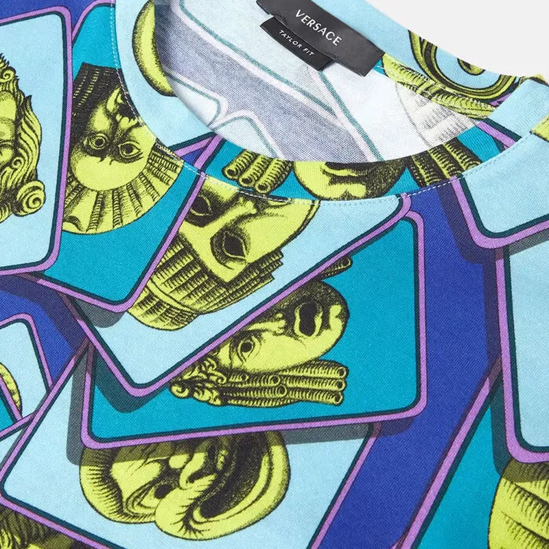 VERSACE All-Over Graphic Printed Crewneck T-Shirt-4