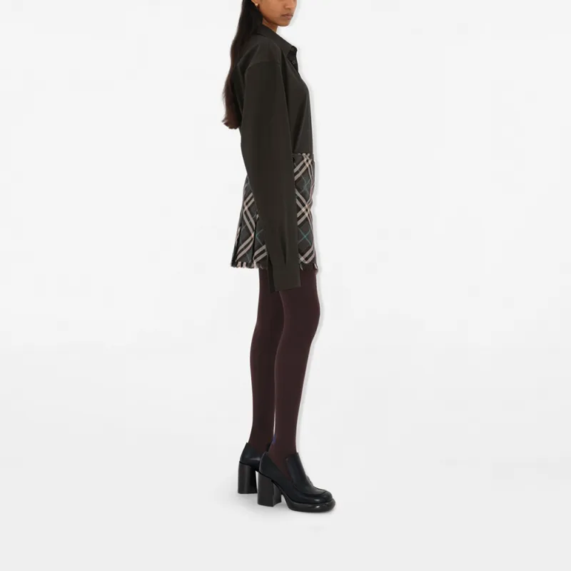 Burberry Check Pattern Frayed Edge Mini Skirt-4