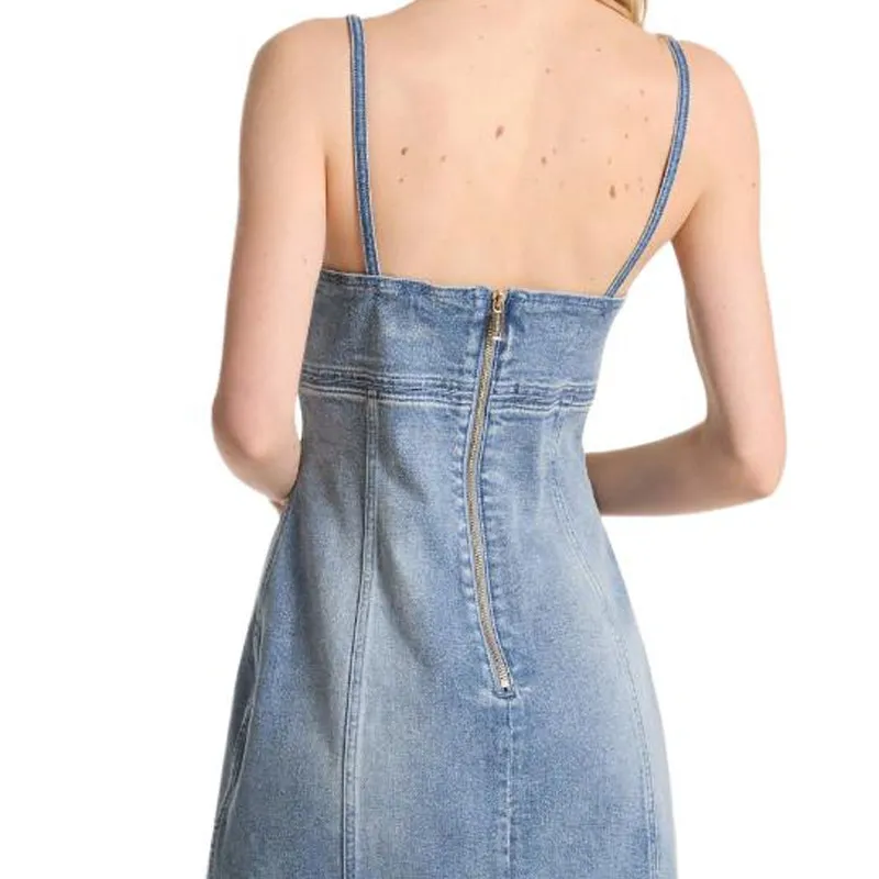 MICHAEL KORS MMK SS24 Slip Dress Women's Denim Blue-4