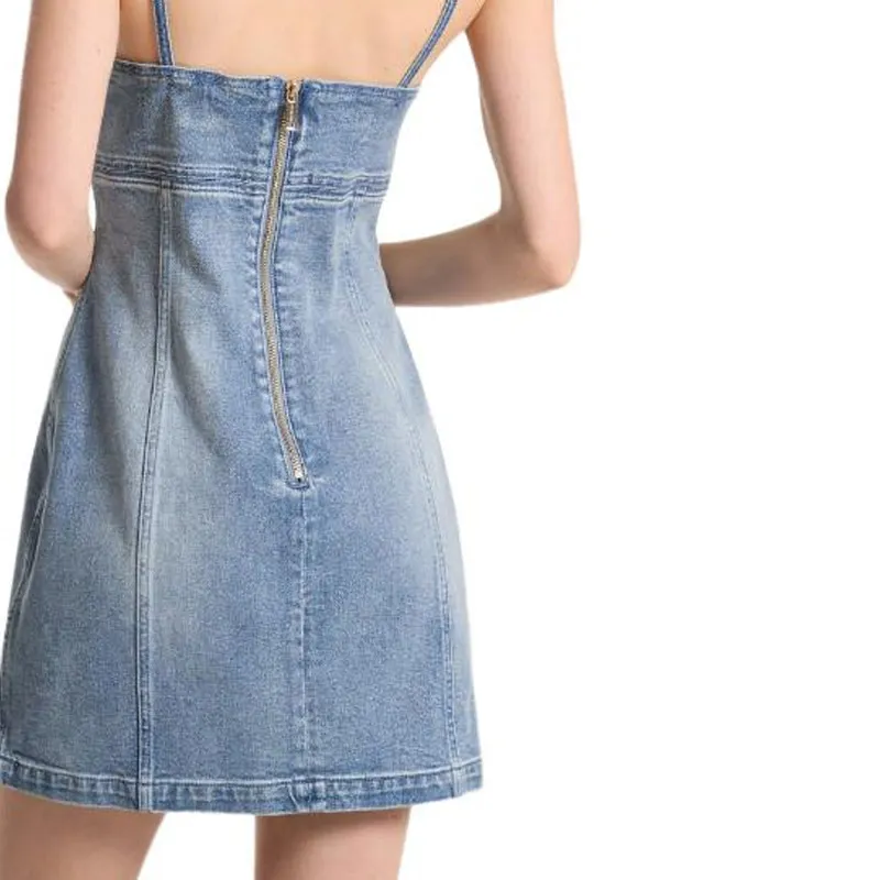 MICHAEL KORS MMK SS24 Slip Dress Women's Denim Blue-3