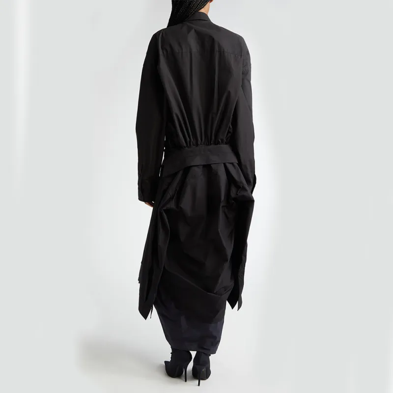 Balenciaga Collared Gathered Long Shirt-6