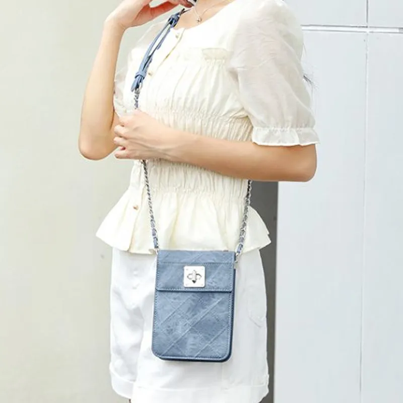 NIUMJ PU Cell Phone Pouch Regular Women's Blue/Pink/White/Black-4