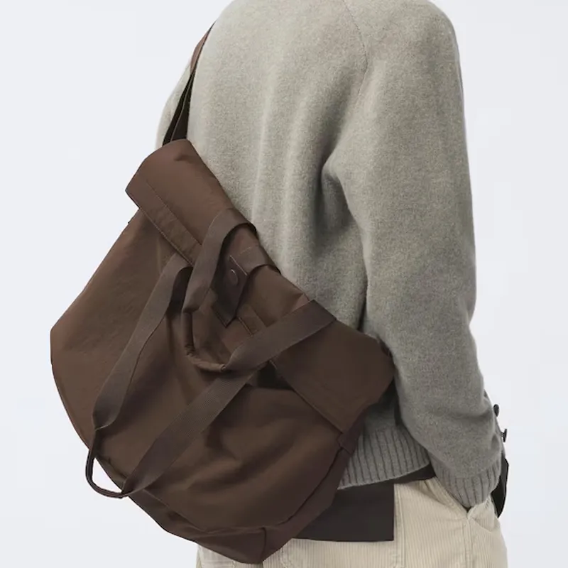 UNIQLO Nylon Crossbody One Shoulder Handbag Regular Unisex Dark Brown-4