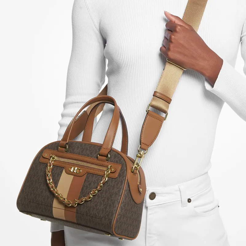 MICHAEL KORS Cow Leather Dome Bag, Shoulder Bag, Crossbody Bag, Handbag Small Size Women's Brown-2