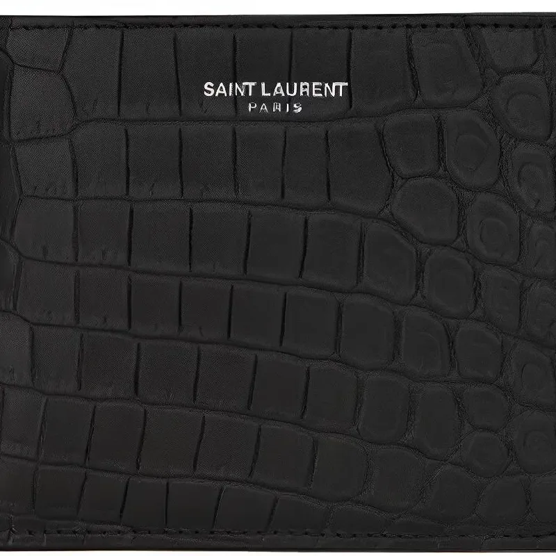 SAINT LAURENT East/West Embossed Bi Fold Wallet-3