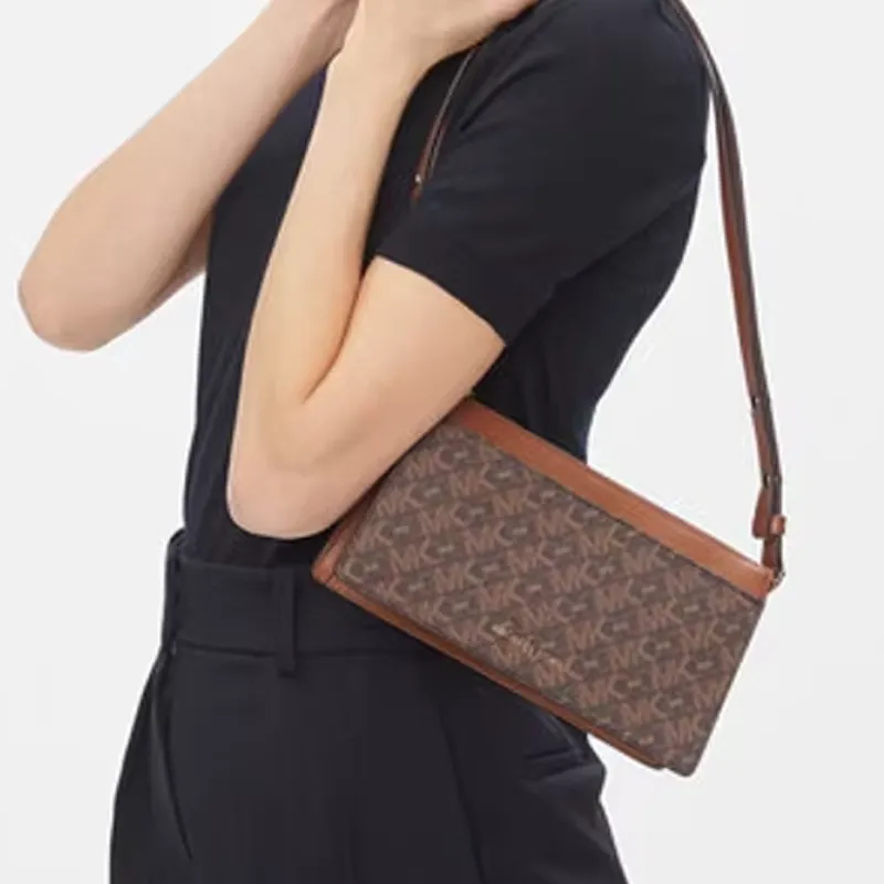 MICHAEL KORS Canvas Blended With Polyester Crossbody Bag Shoulder Bag Small Size Women's Dark Brown-5