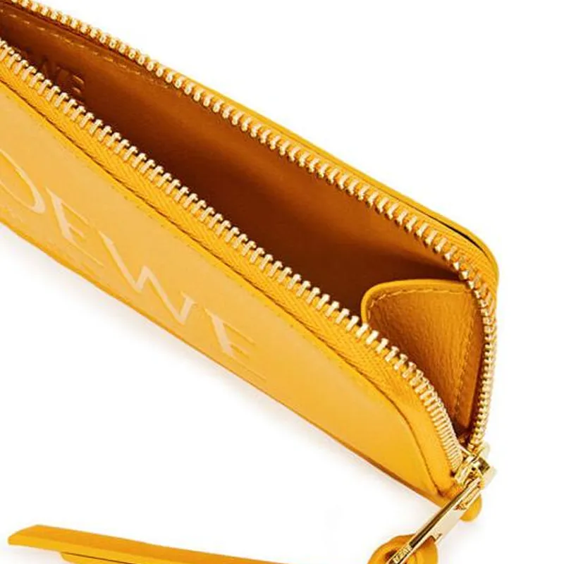 LOEWE Cow Leather Card Holder Women's Sunflower Yellow-4