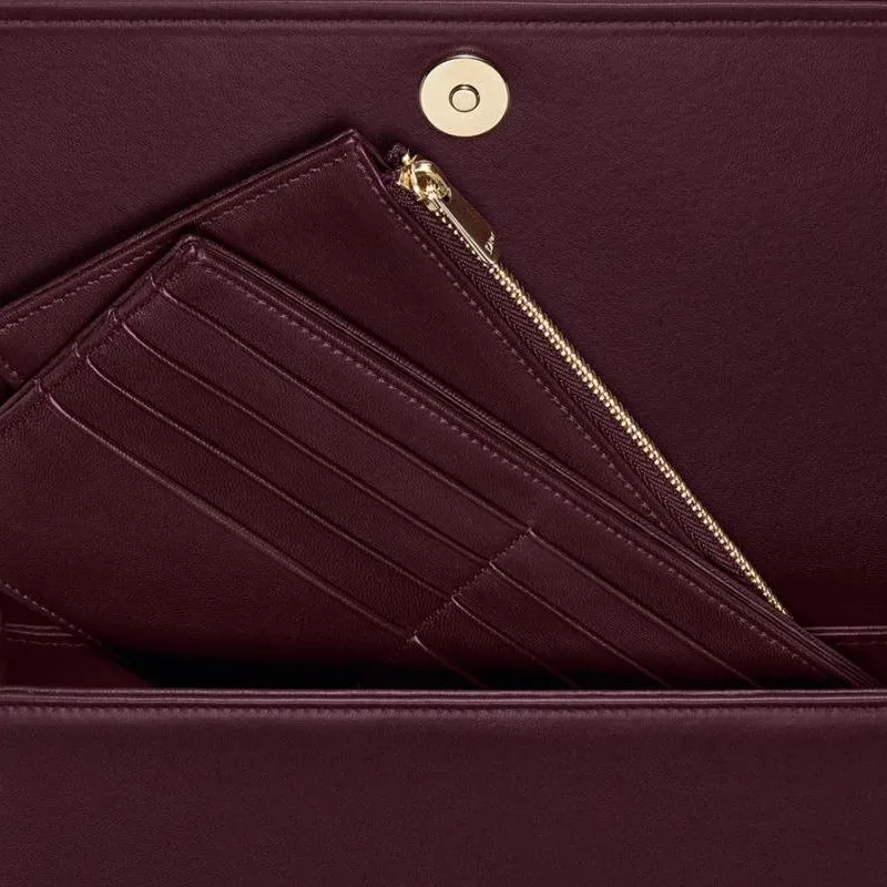 DIOR Lady Dior Sheepskin One Shoulder Crossbody Clutches Women's Burgundy-5