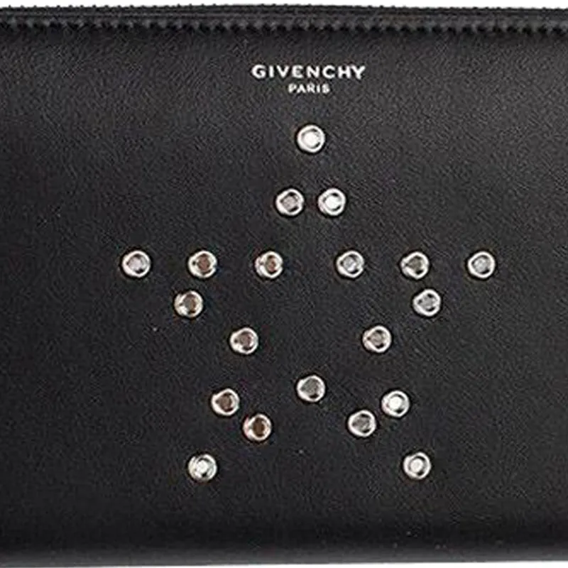 GIVENCHY Cow Leather Clutch Wallet Card Holder Unisex Black-4