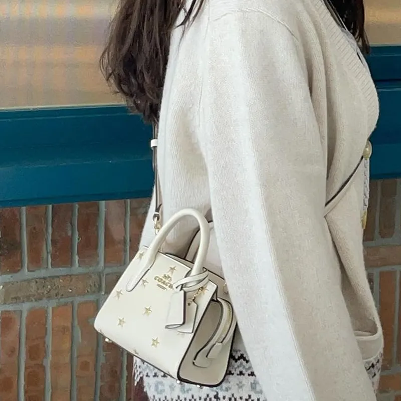 COACH Cow Leather Shoulder Bag, Crossbody Bag, Handbag Mini Women's Chalk White-3