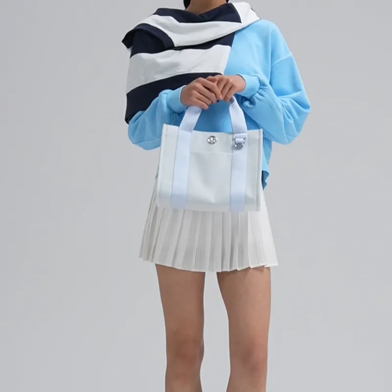 Lululemon Cotton Blend Canvas Shoulder Bag, Crossbody Bag, Handbag Mini Women's Pinwheels Light Blue With Light Ivory-3
