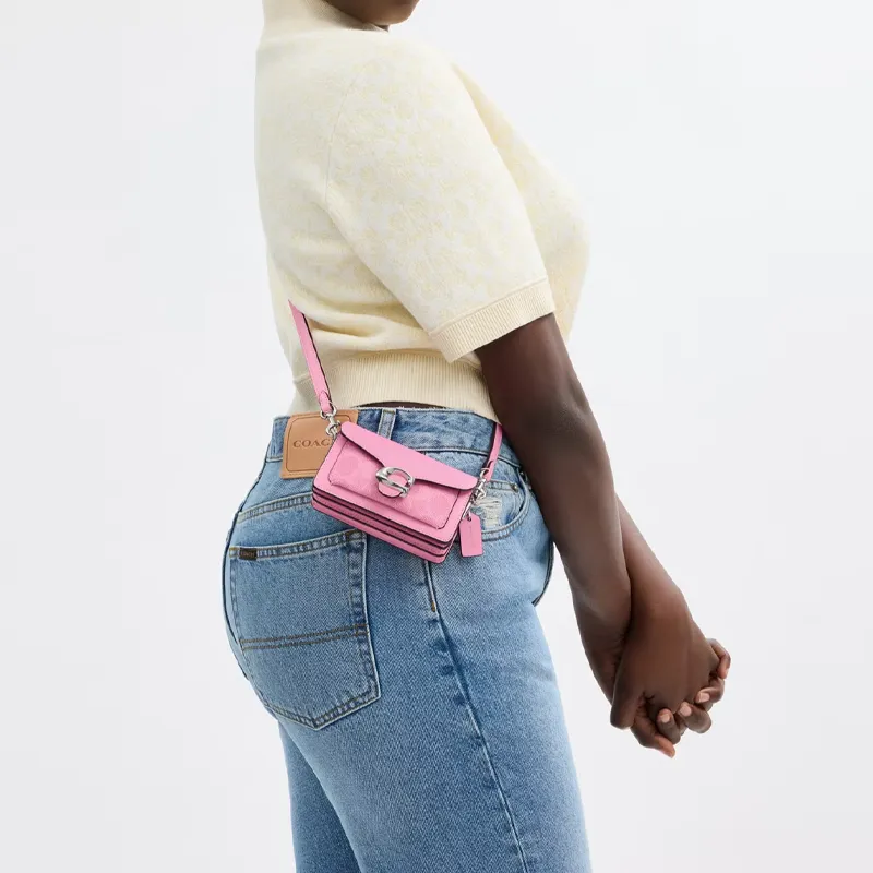COACH Tabby Cow Leather Patchwork With Artificial Leather Portable Crossbody Bag Shoulder Bag Women's Bright Pink-5