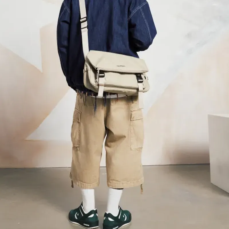 Converse Polyester Messenger Bag Shoulder Bag Crossbody Bag Regular Unisex Light Brown-4
