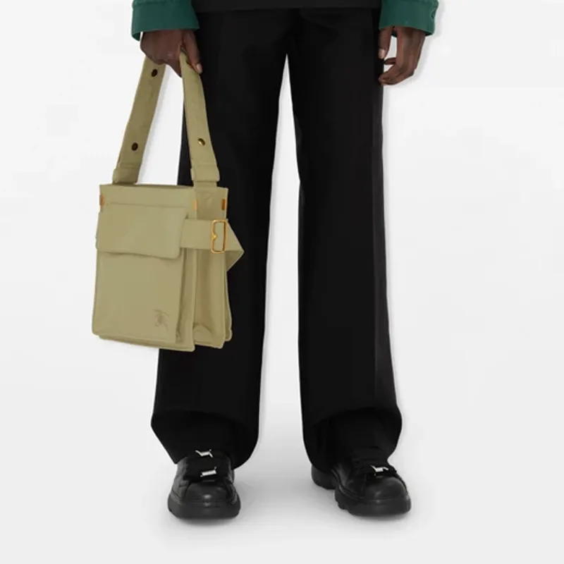 Burberry Trench Cotton And Polyester Blend Shoulder Bag, Crossbody Bag Trumpets Men's Light Beige-4