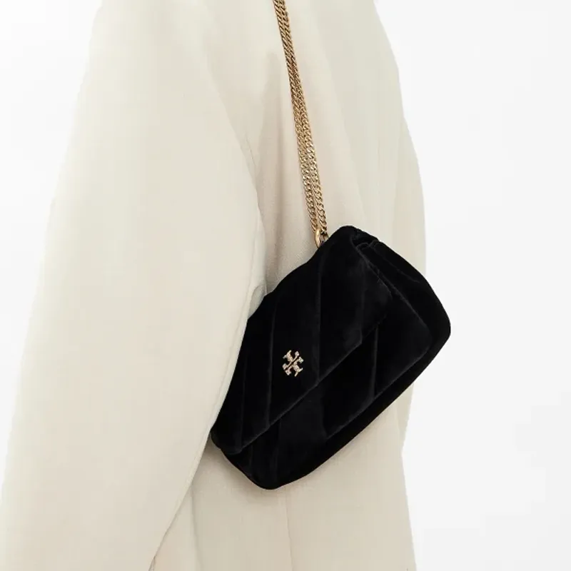 TORY BURCH Kira Velvet Crossbody Bag, Shoulder Bag Mini Women's Black-4