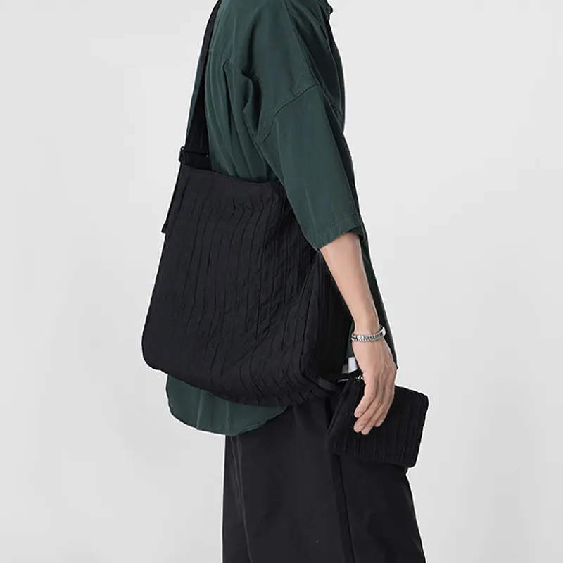 Kaka Tree Nylon Fabric Shoulder Bag, Crossbody Bag Unisex Starburst Black/Ecru-2
