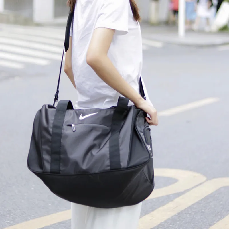 Nike Nylon Travel Bag Gym Bag Luggage Bag Handbag Shoulder Bag Regular Unisex Black Gray Color-2