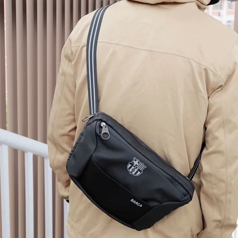 PETERPOINT Nylon Fabric Card Holder Sling Bag Small Size Men's Black-3