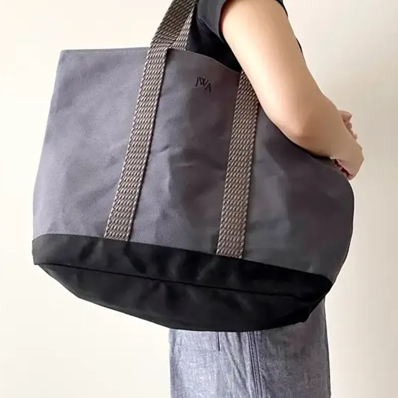 UNIQLO Cotton Tote Bag Shopping Bag Shoulder Bag Handbag Regular Unisex Gray-2