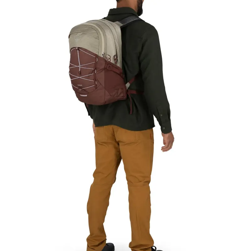 OSPREY Recycled Nylon Fabric Outdoor Mountaineering Bag, Backpack Regular Unisex Brown & Red & Sand-3