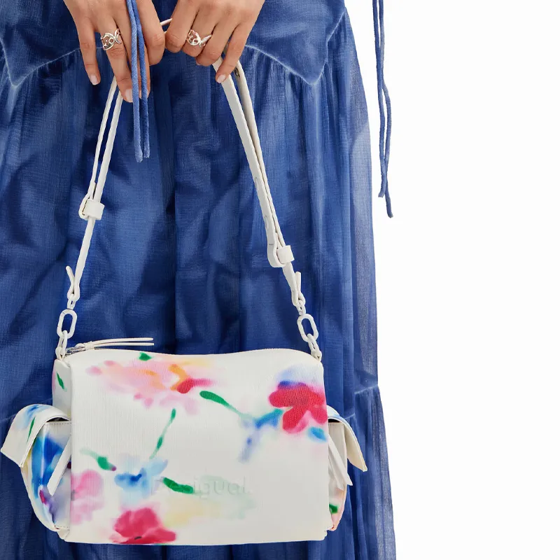 Desigual Recycled PU Shoulder Bag Medium Size Women's White & Multicolor-3